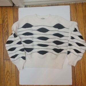 Nanette Lepore Chunky Cream & Brown Patterned Sweater EUC. Cozy Cold Weather